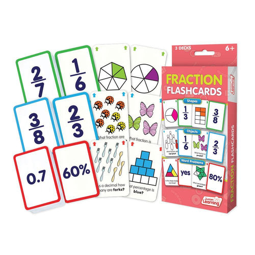 Junior Learning JL212 Fraction Flashcards box and content