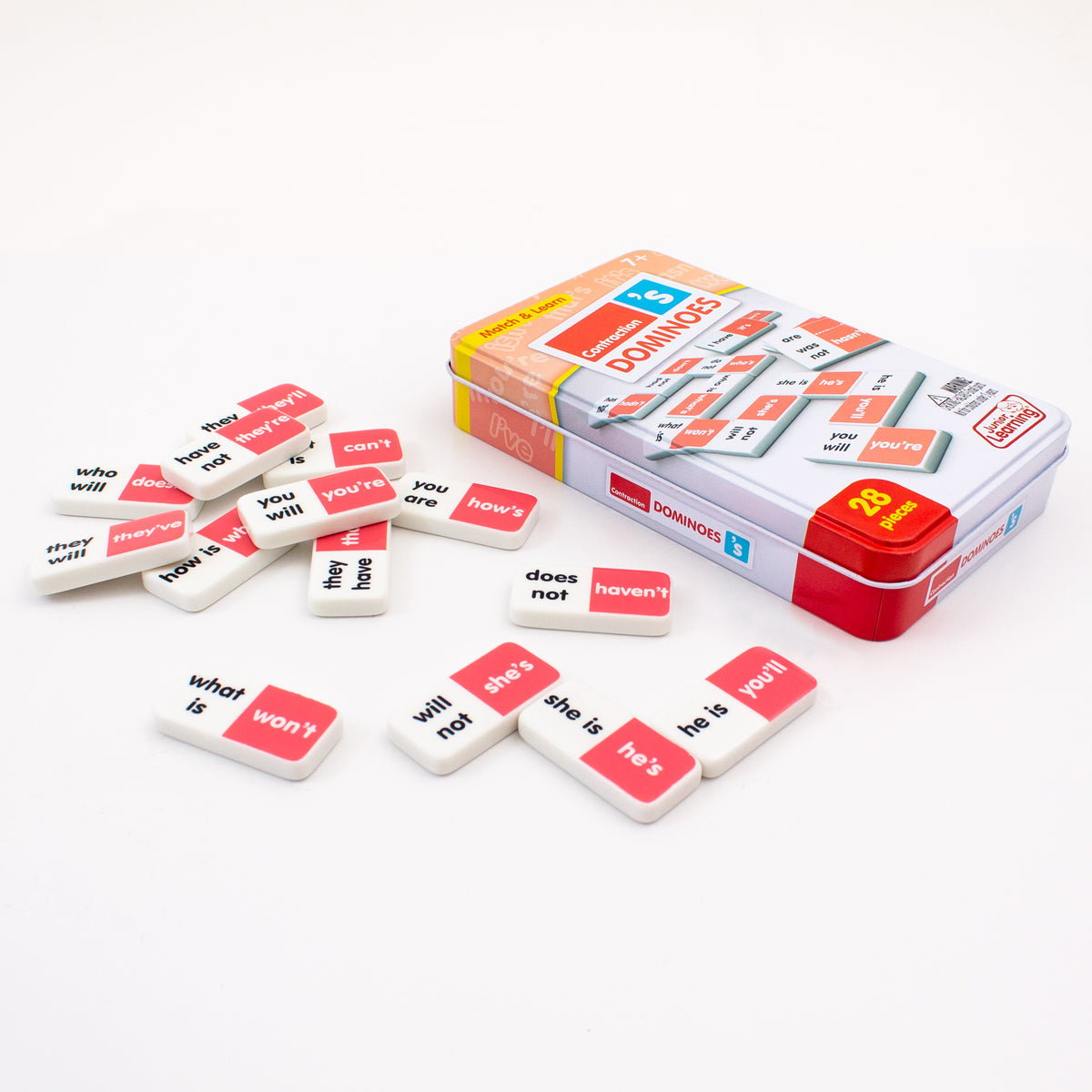 Junior Learning JL664 Contraction Dominoes tin and pieces