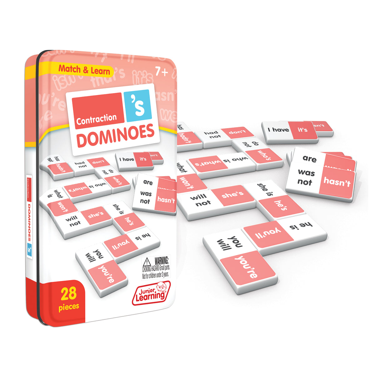 Junior Learning JL664 Contraction Dominoes tin and pieces