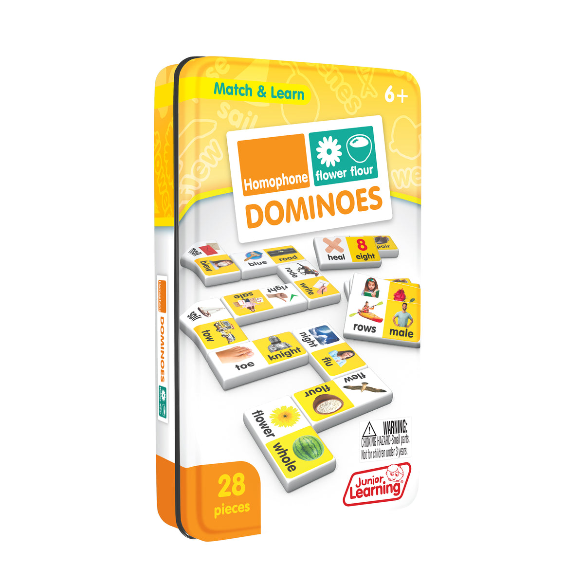 Junior Learning JL667 Homophone Dominoes tin angled right