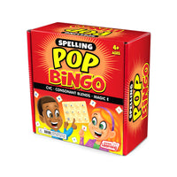 Spelling Pop Bingo game box with colorful design on a white background