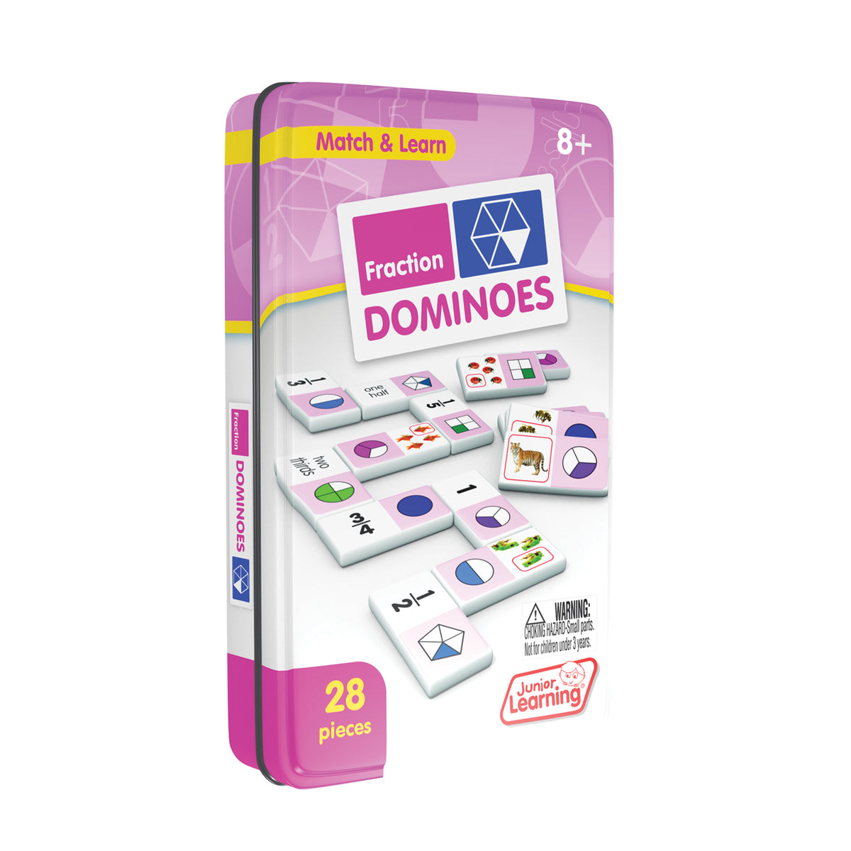 Junior Learning JL485 Fraction Dominoes tin angled right