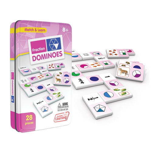 Junior Learning JL485 Fraction Dominoes tin and pieces