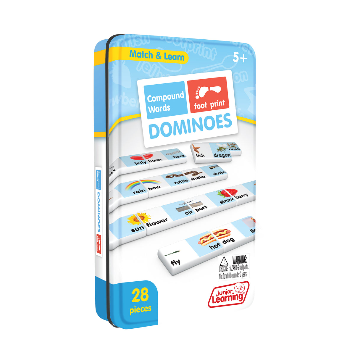 Junior Learning JL668 Compound Words Dominoes tin angled right