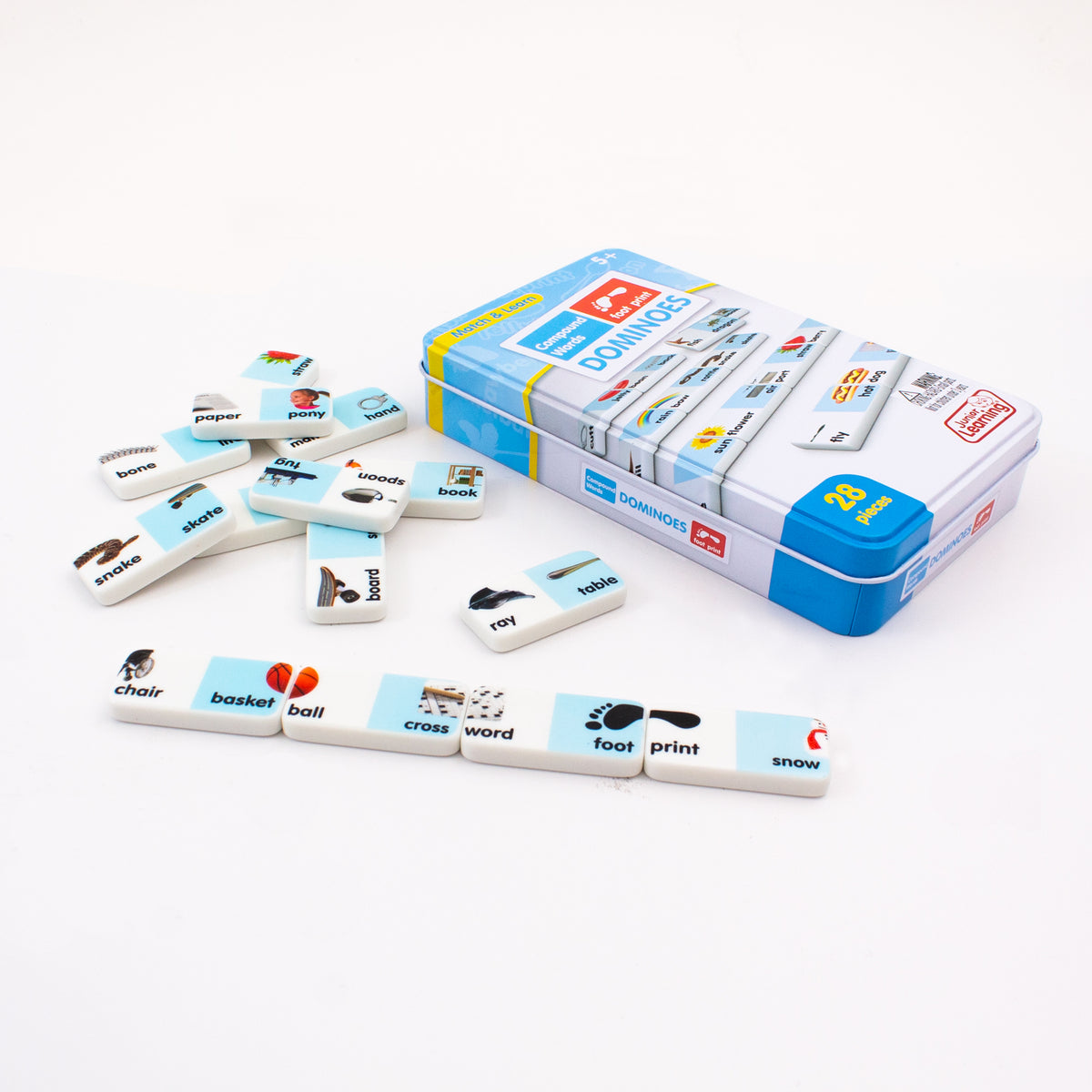 Junior Learning JL668 Compound Words Dominoes tin and pieces
